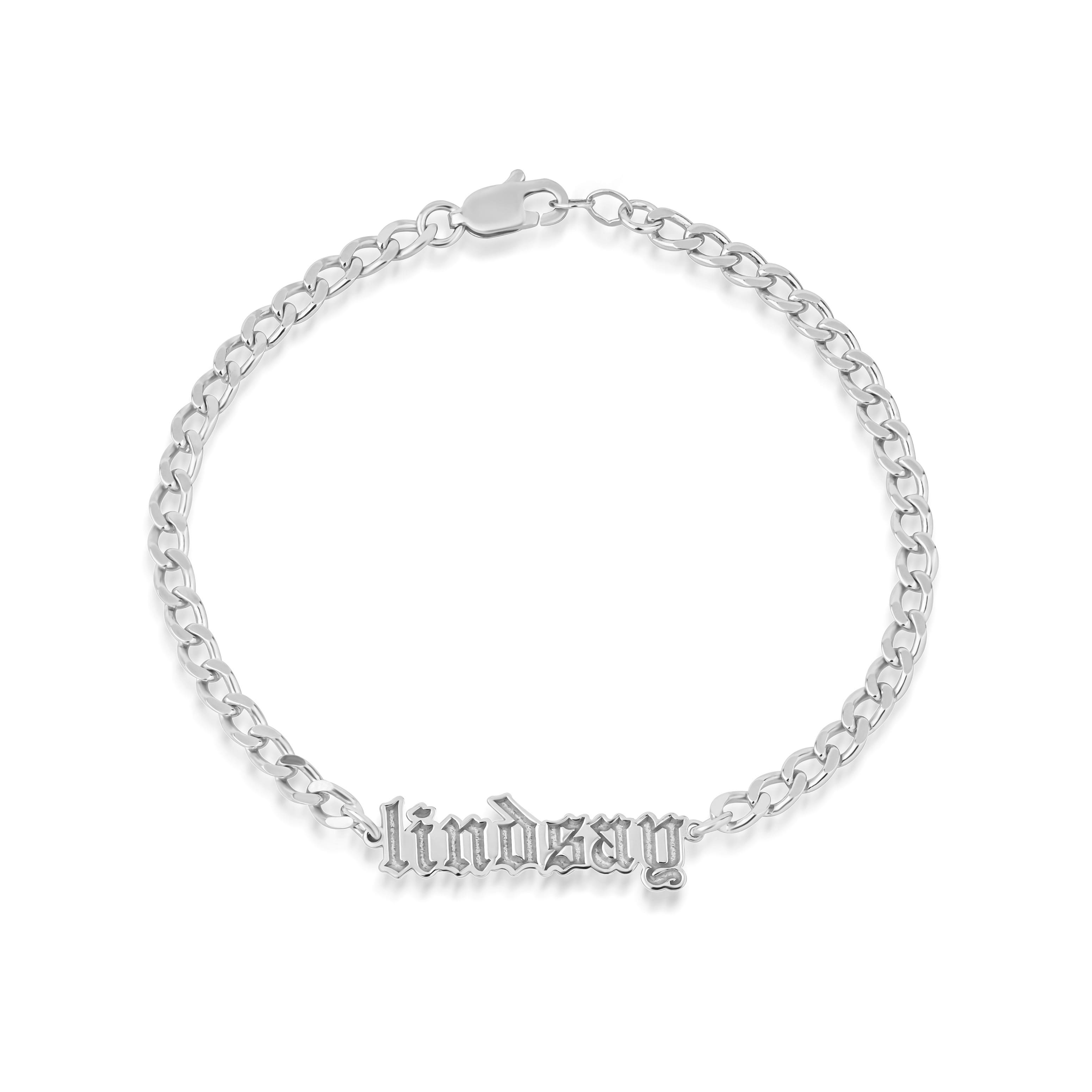 İsim Bileklik Curb Zincirli