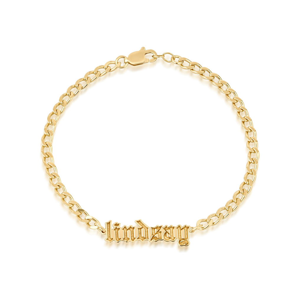 İsim Bileklik Curb Zincirli