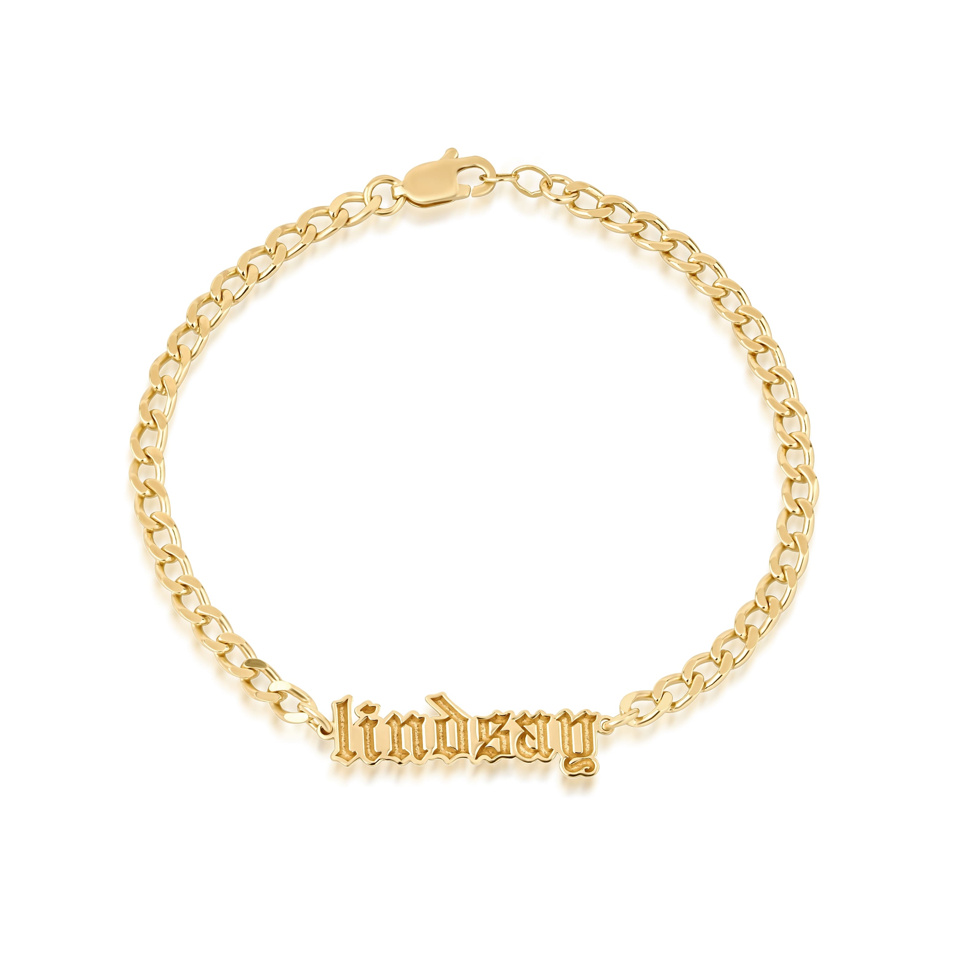 İsim Bileklik Curb Zincirli